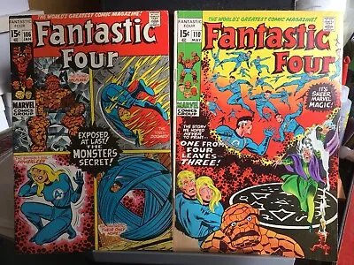 Buy Fantastic Four #106 + 110 Marvel 1971 1st Agatha Harkness Cover Mid Grade Bronze • 24.12£