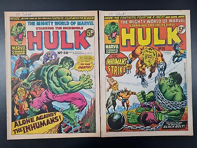 Buy The Mighty World Of Marvel Starring Hulk / Avengers #58 & #59 Marvel Uk 1973 • 0.99£