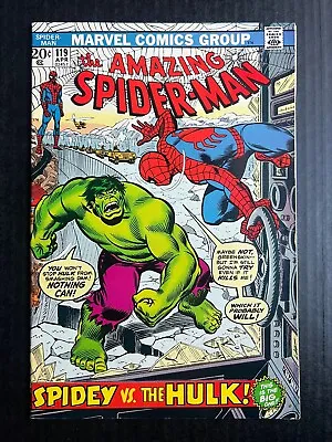Buy AMAZING SPIDER-MAN #119 April 1973 Key Issue Incredible HULK • 138.77£