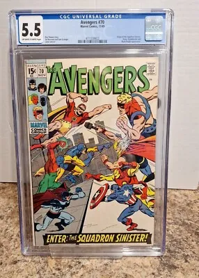 Buy Avengers #70 CGC 5.5 Ow/w Pages Marvel 1969, Origin Squadron Sinister  • 59.13£