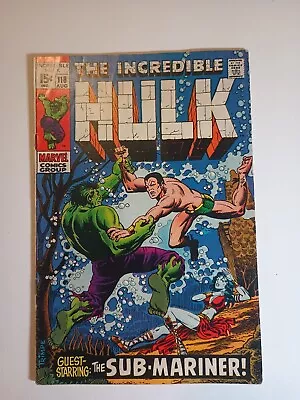 Buy The Incredible Hulk #118 Aug  1969 Marvel Comic Book Hulk Sub-Mariner Mid Grade • 26.28£