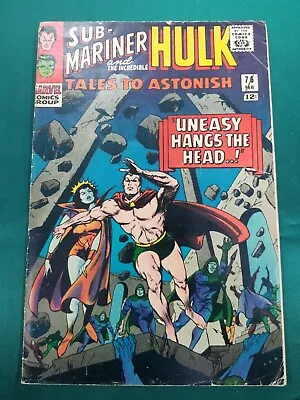 Buy 1965 Silver Age Marvel TALES TO ASTONISH Comic Book # 76 Hulk / Sub-Mariner • 15£