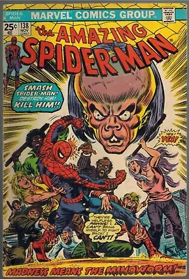 Buy Amazing Spider-Man 138  1st Mindworm!  MVS!  VG 1974 Marvel Comic • 10.42£