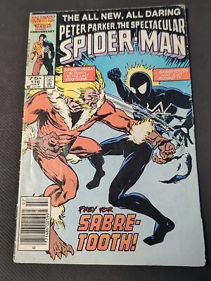 Buy Spectacular Spider-Man #116 Newsstand Variant Sabretooth Appearance! Marvel Vg • 6.36£
