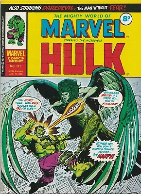 Buy The Mighty World Of Marvel Starring The Incredible Hulk #171 Jan 1976 VFINE- 7.5 • 3.50£