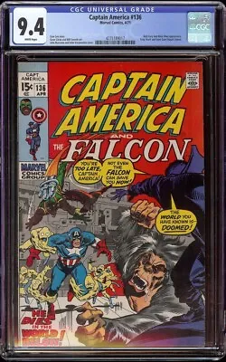 Buy Captain America # 136 CGC 9.4 White (Marvel, 1971) John Buscema Cover • 120.09£