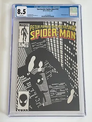 Buy Spectacular Spider-Man #101 CGC Graded 8.5  | Black Suit, Iconic B&W Cover! • 63.59£