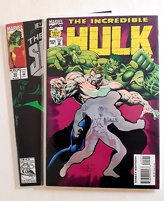 Buy Marvel Comic She-Hulk #50 Green  Foil Cover + Incredible Hulk #425 Hologram. VG. • 20.50£