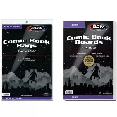 Buy (25 Pack) BCW Silver Comic Book Bags (Regular) And Backing Boards Acid Free • 14.18£