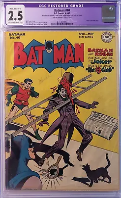 Buy 1947 Batman 40 CGC 2.5 R DC Universe Collection. Joker Friday 13th Cover RARE! • 550.14£
