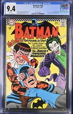 Buy 1966 Batman 186 CGC 9.4. 1st Appearance Of Gaggy The Clown. Joker Cover. RARE! • 1,581.21£