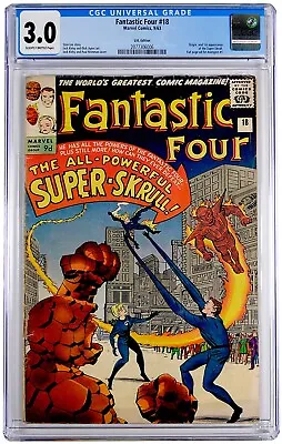 Buy Fantastic Four #18 Silver Age Comic CGC 3.0 • 200£