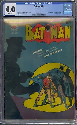 Buy Batman #16 Cgc 4.0 Joker 1st Alfred White Pages • 4,269.27£