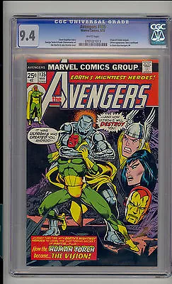 Buy Avengers #135 CGC 9.4 NM Unrestored Marvel Origin Of Vision Ultron WHITE Pages • 201.06£