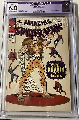 Buy Amazing Spider-Man #47 (Marvel Comics 1967) CGC 6.0 Kraven App Green Goblin • 120.60£