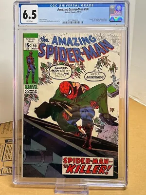 Buy Amazing Spider-Man #90 CGC 6.5, WP, Marvel Silver Age Death Capt. Stacy (1970) • 96.51£