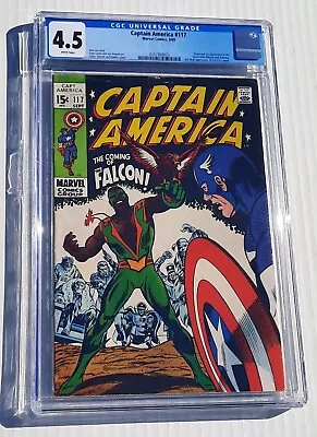 Buy Captain America #117 CGC 4.5 1969 WHITE PAGES Marvel 1st App Falcon Sam Wilson • 197.64£