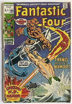 Buy Fantastic Four #103 (1970) The Thing Vs Namor Sub-Mariner Cover Low Grade • 4.95£