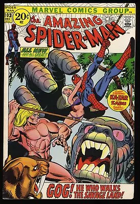 Buy Amazing Spider-Man #103 VF- 7.5 1st Appearance Gog! Ka-Zar! Marvel 1971 • 32.02£
