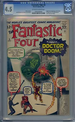 Buy Fantastic Four #5 Cgc 4.5 Origin 1st Doctor Doom Jack Kirby • 7,490.63£