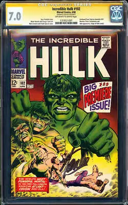 Buy Incredible Hulk #102 CGC SS 7.0 (1968) Signed By Stan Lee! Origin Retold! L@@K! • 1,992.35£