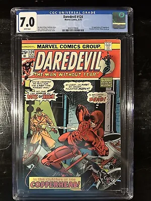 Buy Daredevil #124 CGC 7.0 (Marvel 1975)  WP!  1st Appearance Of Copperhead! • 60.26£