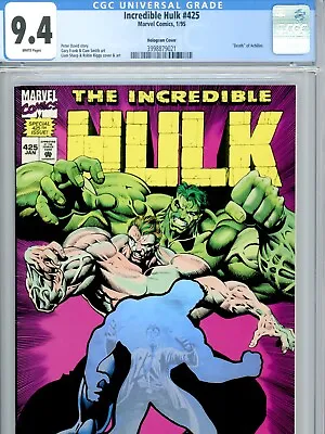 Buy Incredible Hulk 425 Cgc 9.8 White Pages Marvel Comics Hologram Cover 1995 • 50.60£