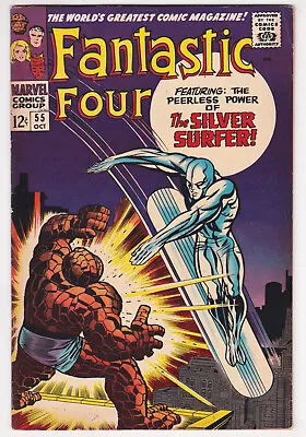 Buy Fantastic Four #55 Fine Minus 5.5 Silver Surfer Stan Lee Jack Kirby Art 1966 • 104.55£