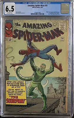 Buy Amazing Spider-man #20 Cgc 6.5 Fn+ 1965 1st Appearance Of Scorpion Marvel Comics • 889.40£