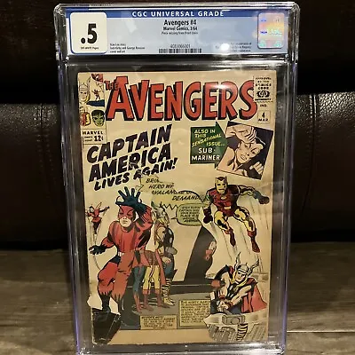 Buy Avengers # 4 1963 CGC .5 / 1st Silver Age Captain America Joins Mega Key 🔑🔥 • 473.09£