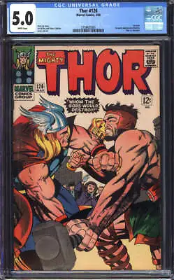 Buy Thor #126 Cgc 5.0 White Pages // Thor Vs. Hercules 1st Issue Marvel 1966 • 181.32£