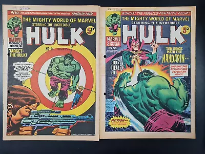 Buy The Mighty World Of Marvel Starring Hulk / Avengers #54 & #55 Marvel Uk 1973 • 0.99£