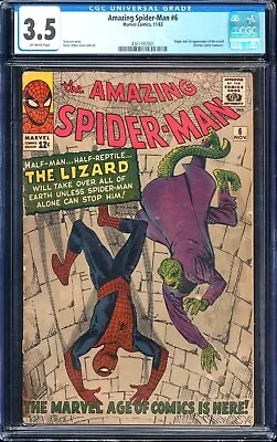 Buy Amazing Spider-Man #6 CGC 3.5 Off-White Pages 1963 - 1st App The Lizard • 836.85£