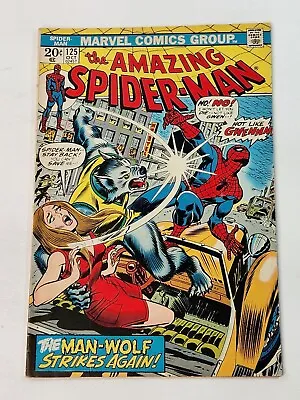 Buy Amazing Spider-Man 125 2nd Appearance & Origin Man-Wolf Bronze Age 1973 • 48.25£