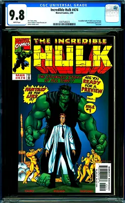Buy INCREDIBLE HULK #474 CGC 9.8 WP RARE Last Issue HULK #1 COVER HOMAGE Marvel 1999 • 175.14£