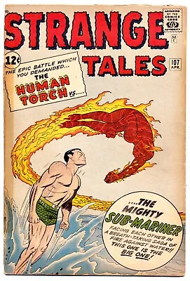 Buy STRANGE TALES #107 G, Human Torch Vs. Sub-Mariner, Marvel Comics 1963 • 79.43£