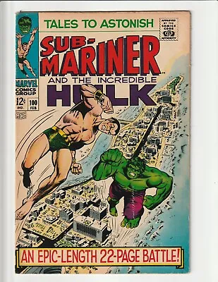 Buy Tales To ASTONISH # 100 - Hulk Vs Namor The Sub-Mariner Puppet Master VG/F NICE • 32.13£