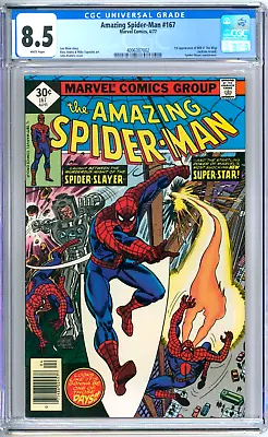 Buy Amazing Spider-Man 167 CGC Graded 8.5 VF+ White Marvel Comics 1977 • 71.23£