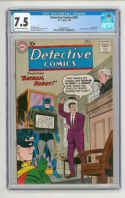 Buy Detective Comics #281 CGC 7.5 VFN- Classic Batman Robot • 249£