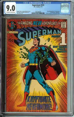 Buy Superman #233 Cgc 9.0 Ow/wh Pages // Neal Adams Cover Dc Comics 1971 • 654.39£