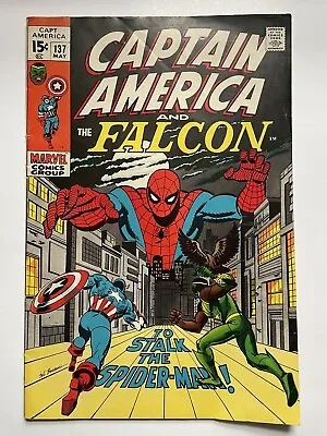 Buy Captain America #137 Spider-Man And Falcon First Meeting! Marvel Comics 1971 🔑 • 23.75£