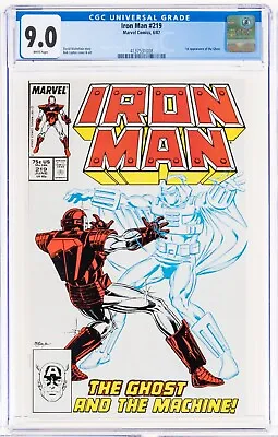 Buy Iron Man #219 CGC 9.0 1st Appearance Of Ghost, MCU Spec - White Pages   1987 • 93.18£