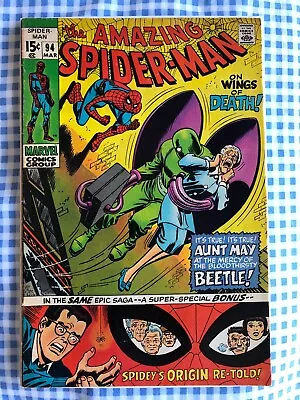 Buy Amazing Spider-Man 94 (1971) Beetle App. Origin Of Spiderman Retold, Cents • 27.99£