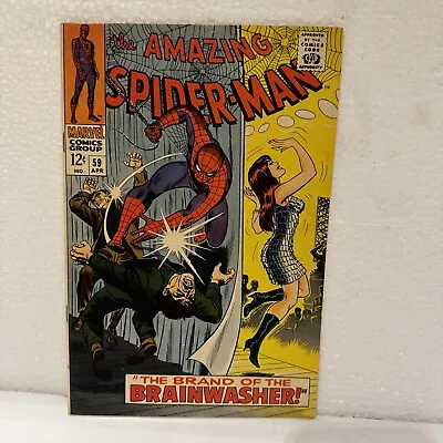 Buy Amazing Spider-Man 59 1st Cover MJ Watson 1st App Brainwasher Silver Age 1968 • 100.40£