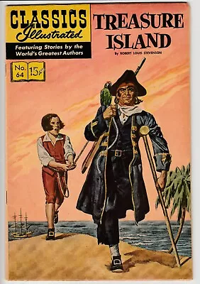 Buy Classics Illustrated #64, Treasure Island • Vintage 15¢ • Robert Louis Stevenson • 0.99£