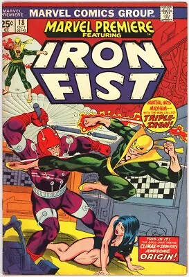 Buy Marvel Premiere 18 Iron Fist Origin Gil Kane Larry Hama Bronze Age 1974 Bin • 4.77£