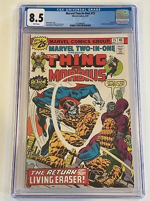Buy Marvel Two In One #15 CGC 8.5 White Pages | Thing Morbius Living Eraser - 1976 • 39.52£