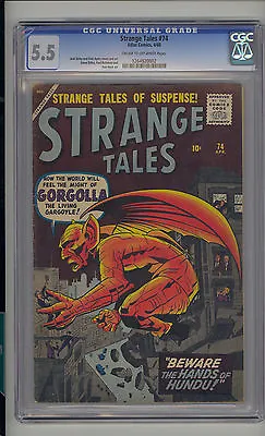 Buy Strange Tales #74 CGC 5.5 FN- Unrestored Atlas Marvel Scarce CR/OW Pages • 354.81£