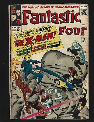 Buy Fantastic Four #28 VG Kirby Early X-Men X-Over Puppet Master Mad Thinker • 79.15£