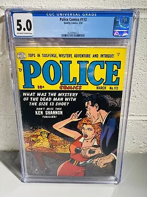 Buy Police Comics #113 CGC 5.0 OW/White Quality, 1952 Pre Code Crime 1st Print • 304.94£
